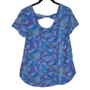 Fresh Produce Beachside Blooms Mika Twist Top Women's size XS purple.blue,green